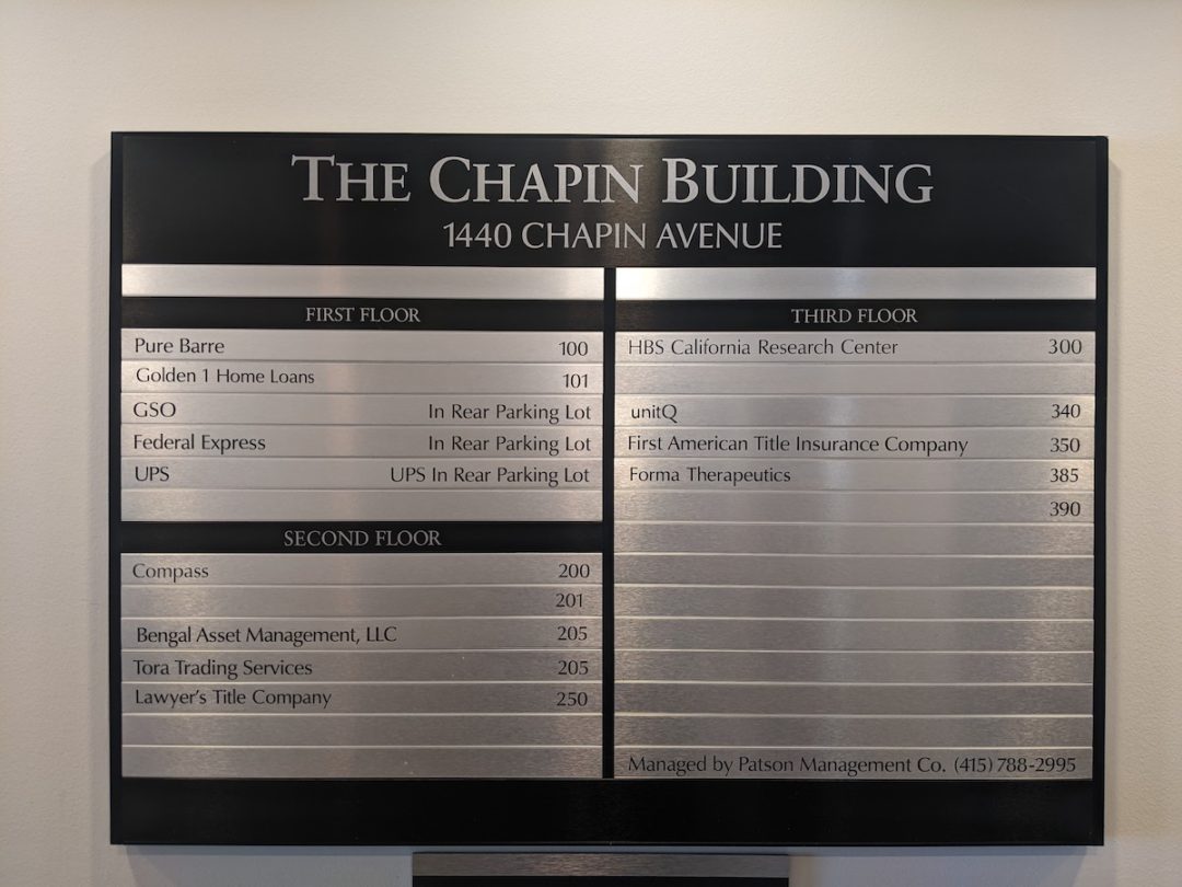 1440 Chapin Building Directory – Burlingame, CA